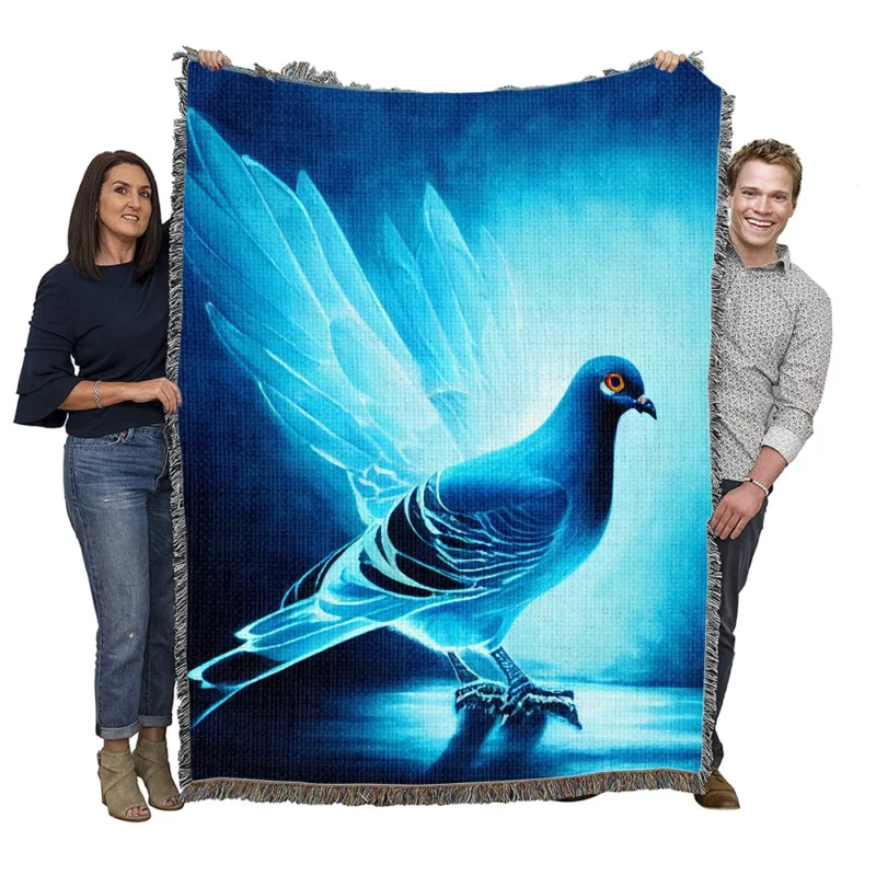 Blue Dove Cub Painting Woven Blanket
