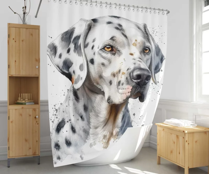 Blue Eyed Dalmatian Painting Shower Curtain 1