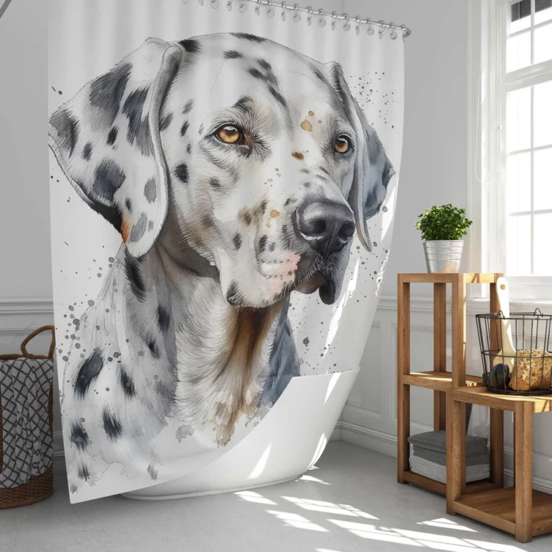 Blue Eyed Dalmatian Painting Shower Curtain
