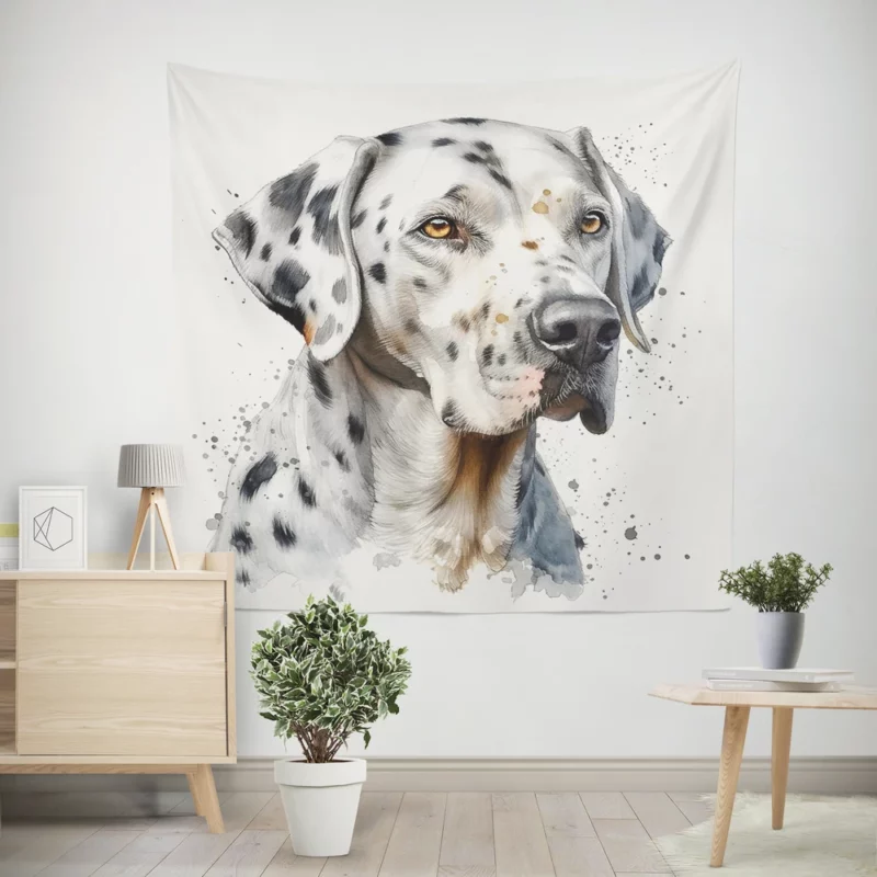 Blue Eyed Dalmatian Painting Wall Tapestry