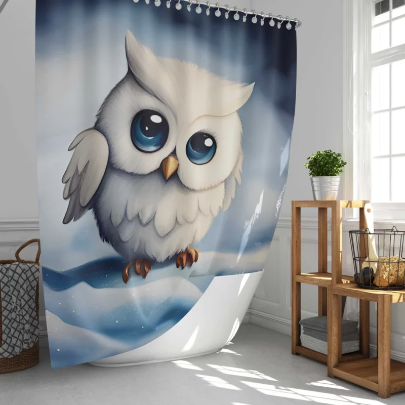 Blue Eyed Snowy Owl on Snow Shower Curtain