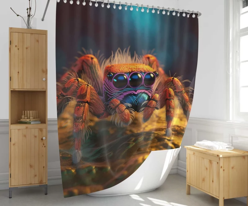 Blue Eyed Spider on Rock Shower Curtain 1