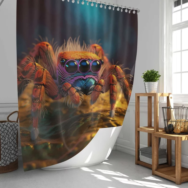 Blue Eyed Spider on Rock Shower Curtain