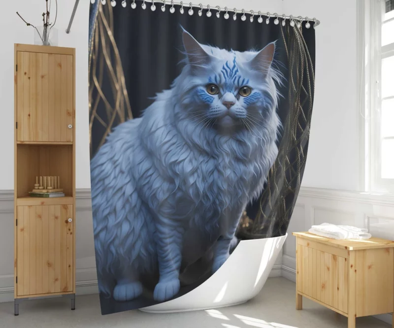 Blue Eyed Tabby Cat Shower Curtain 1