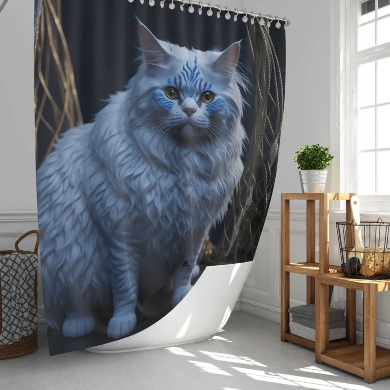 Blue Eyed Tabby Cat Shower Curtain