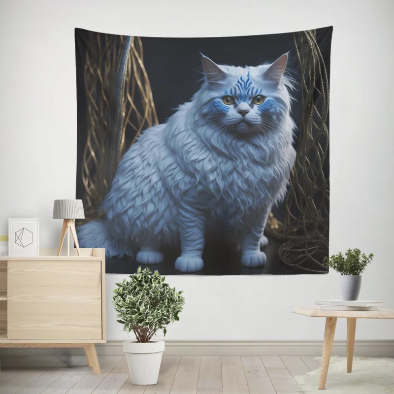 Blue Eyed Tabby Cat Wall Tapestry