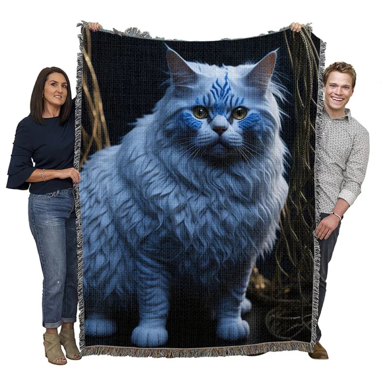 Blue Eyed Tabby Cat Woven Blanket