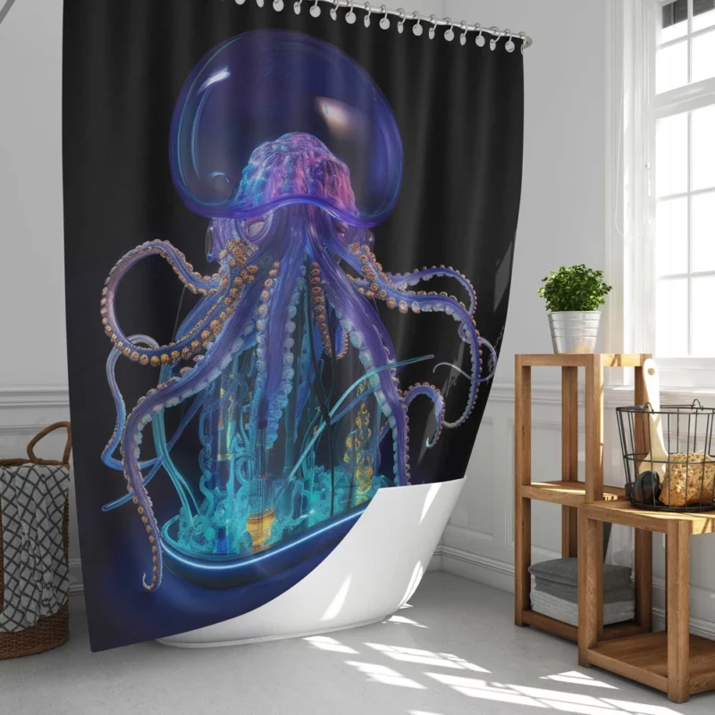 Blue Jellyfish Sculpture Shower Curtain