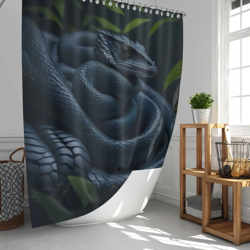 Blue Snake Artwork Shower Curtain