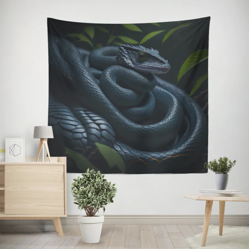 Blue Snake Artwork Wall Tapestry