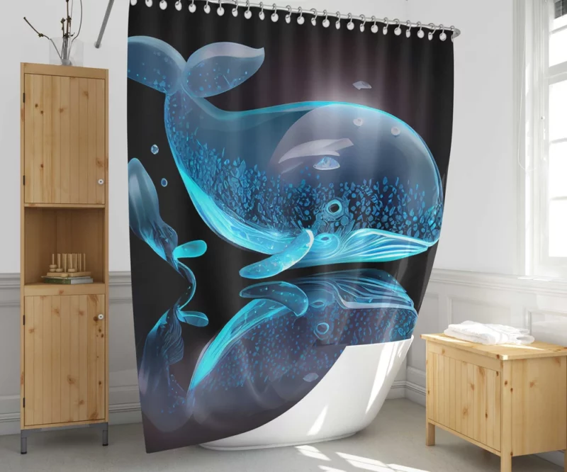 Blue Whale AI Artwork Shower Curtain 1