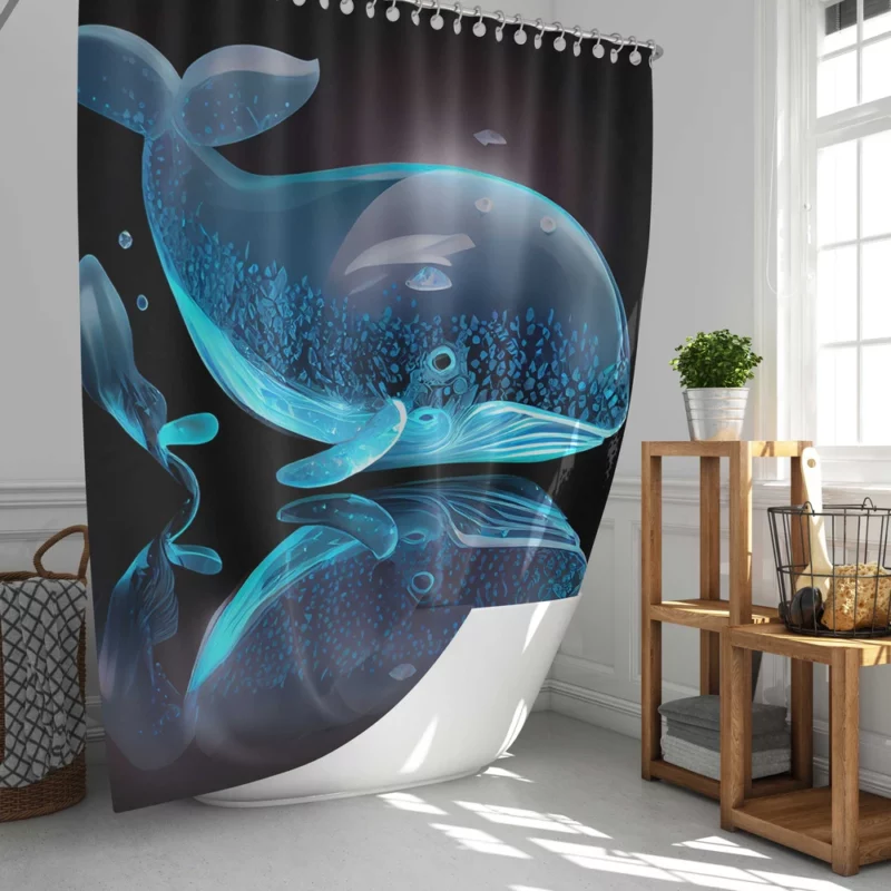 Blue Whale AI Artwork Shower Curtain