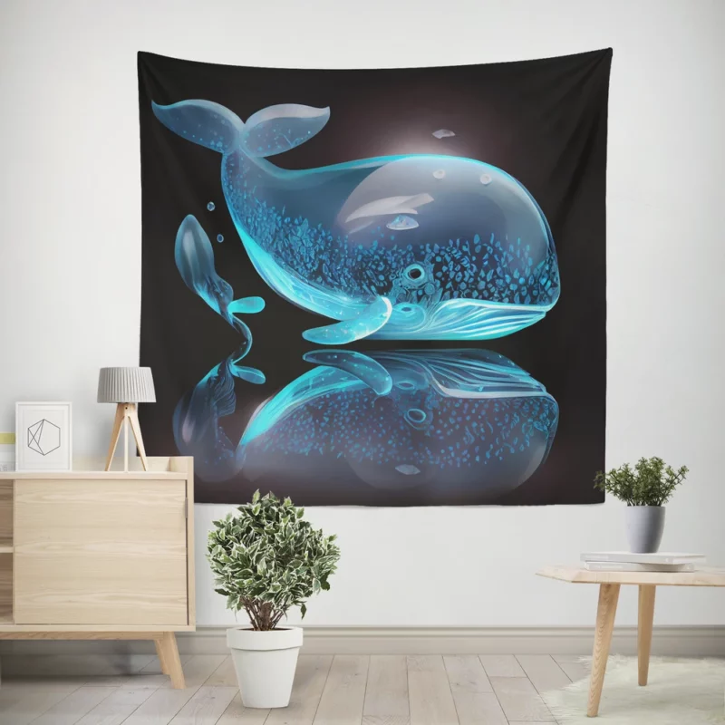 Blue Whale AI Artwork Wall Tapestry