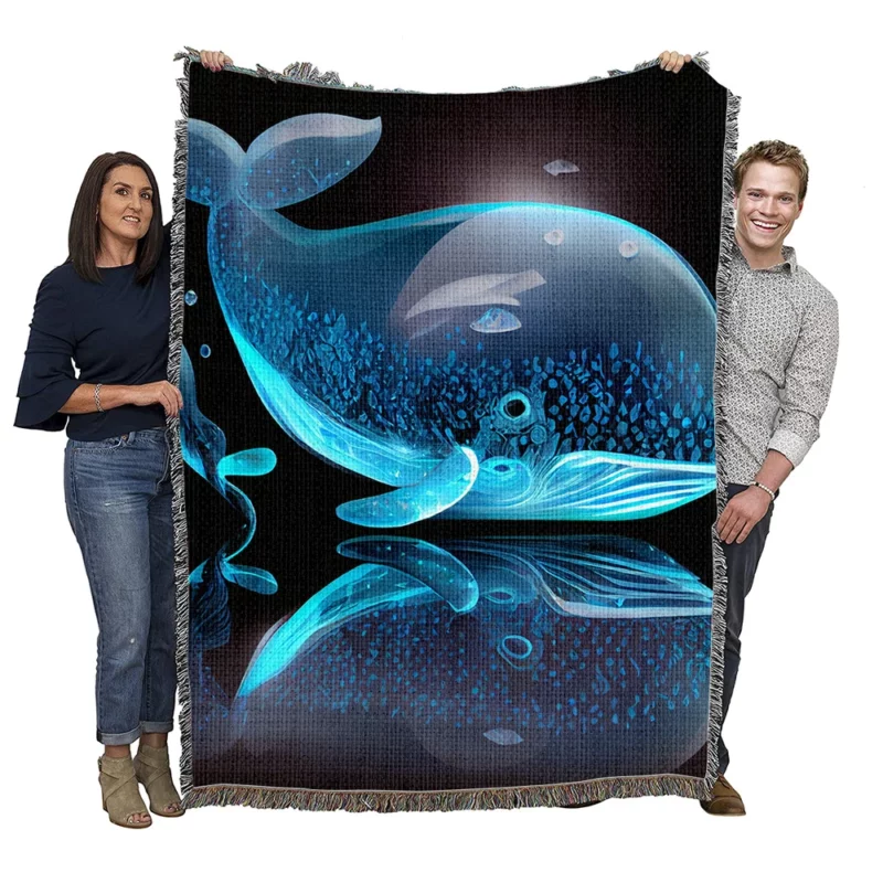 Blue Whale AI Artwork Woven Blanket