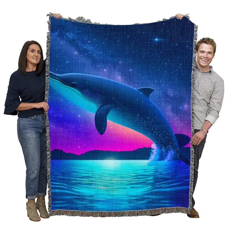 Blue Whale SEA Artwork Woven Blanket