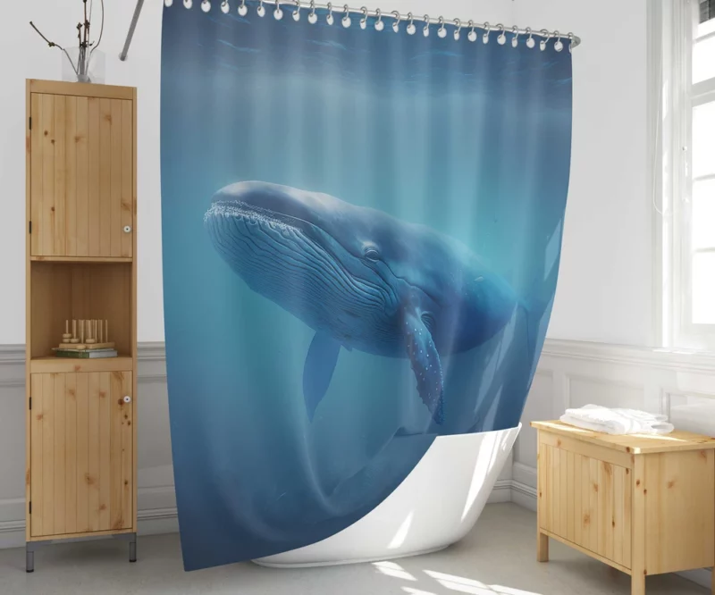 Blue Whales AI Artwork Shower Curtain 1
