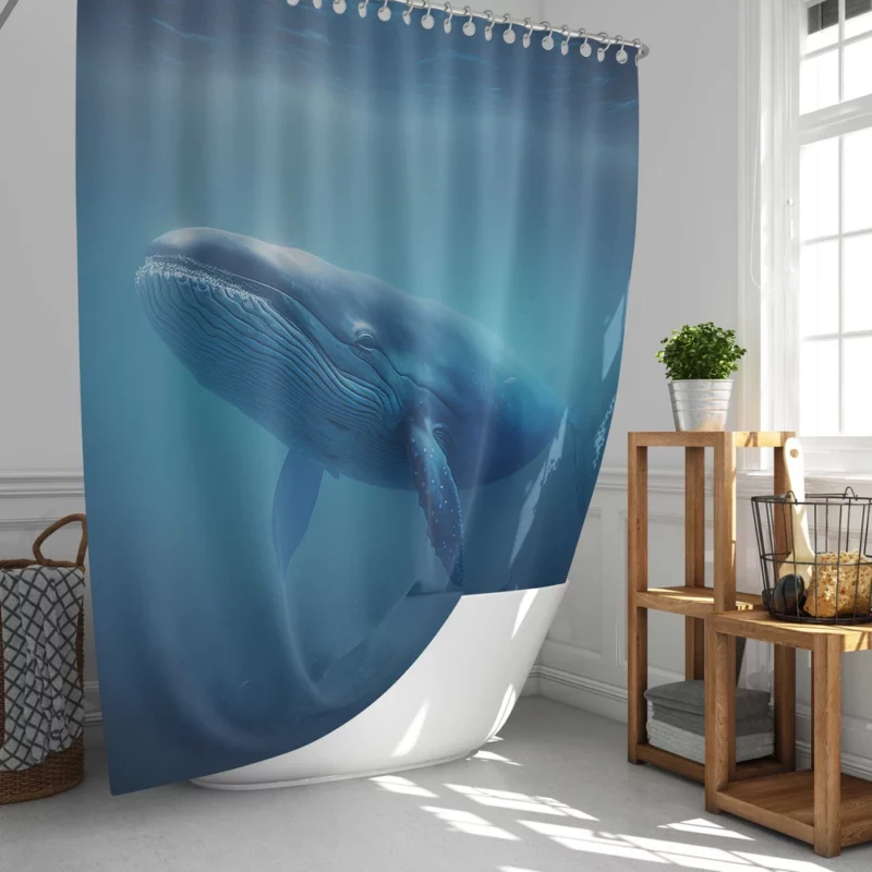 Blue Whales AI Artwork Shower Curtain