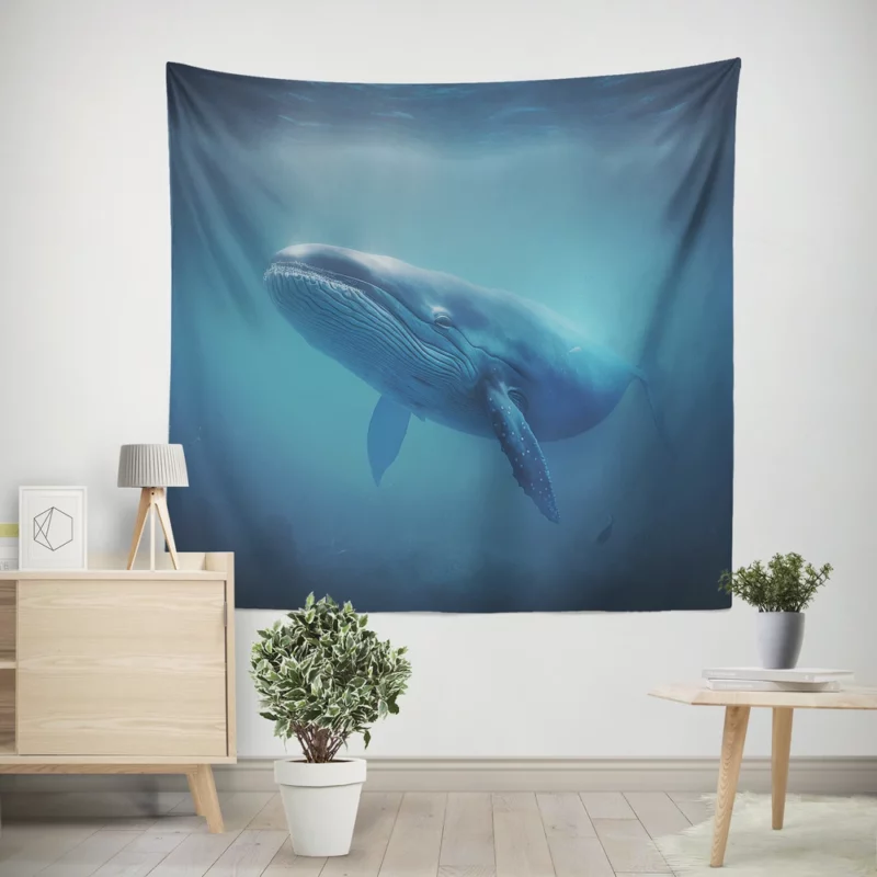 Blue Whales AI Artwork Wall Tapestry