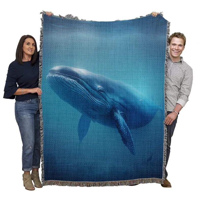 Blue Whales AI Artwork Woven Blanket