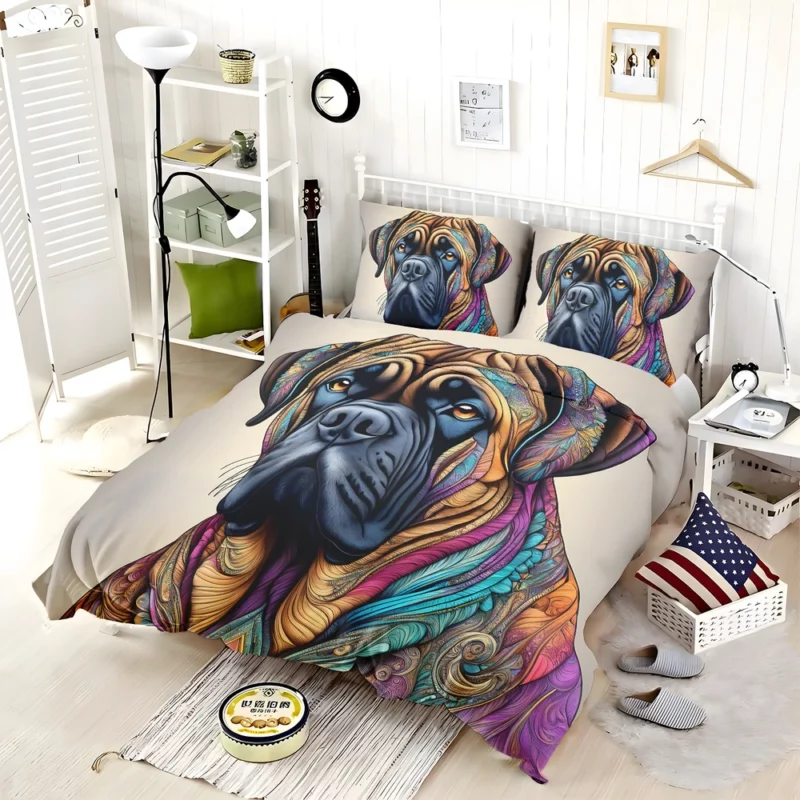 Bold Bullmastiff Beauty Majestic Dog Portrait Bedding Set