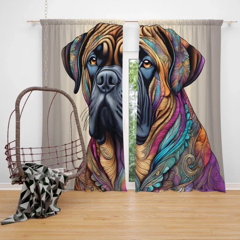 Bold Bullmastiff Beauty Majestic Dog Portrait Curtain