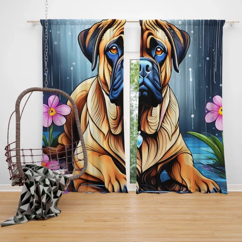 Bold Bullmastiff Canine Artistry Unleashed Curtain