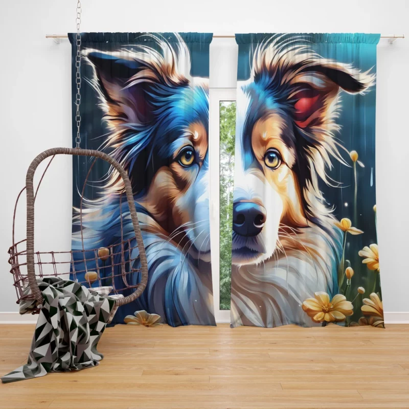 Border Collie Dog Intelligent Companion Curtain