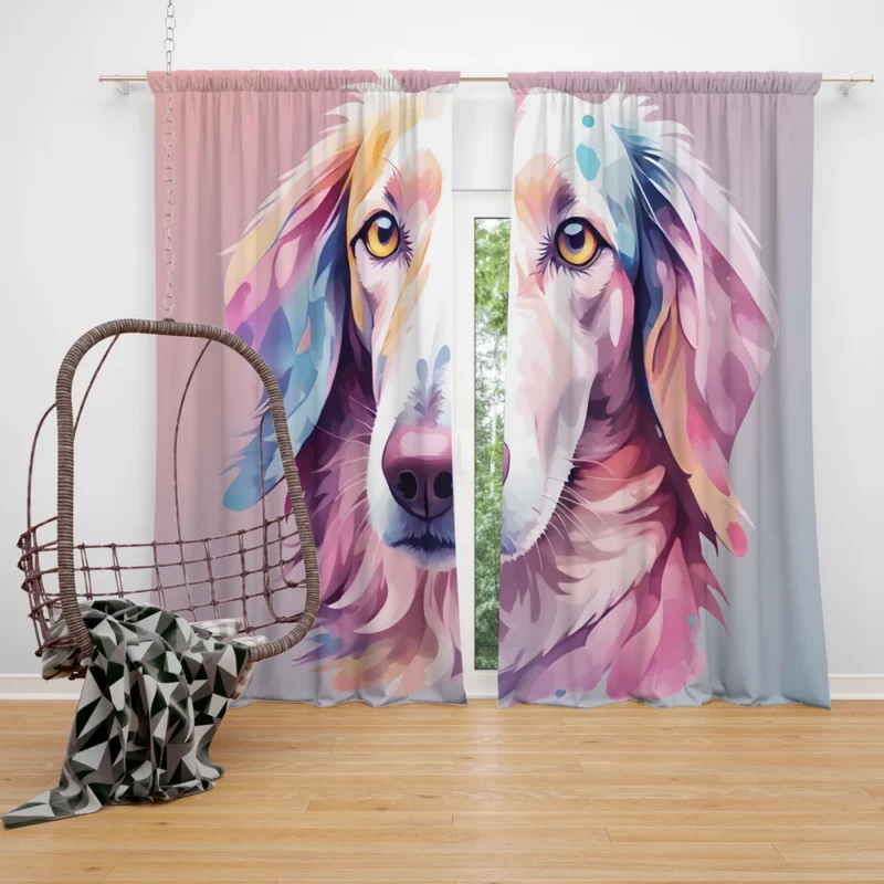 Borzoi Dog Agile Athlete Curtain