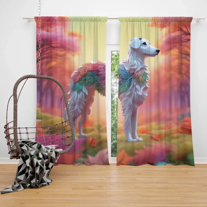 Borzoi Dog Graceful Companion Curtain