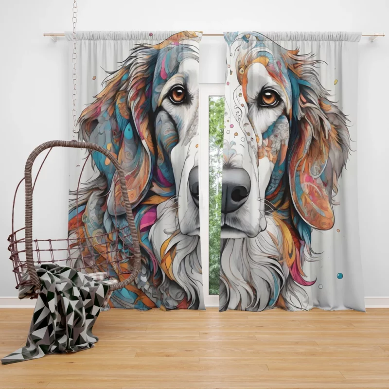 Borzoi Dog Trusty Companion Curtain