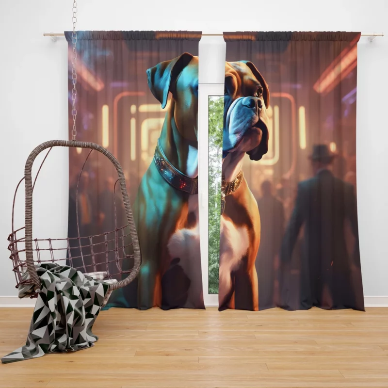 Boxer Dog Trusty Guardian Curtain