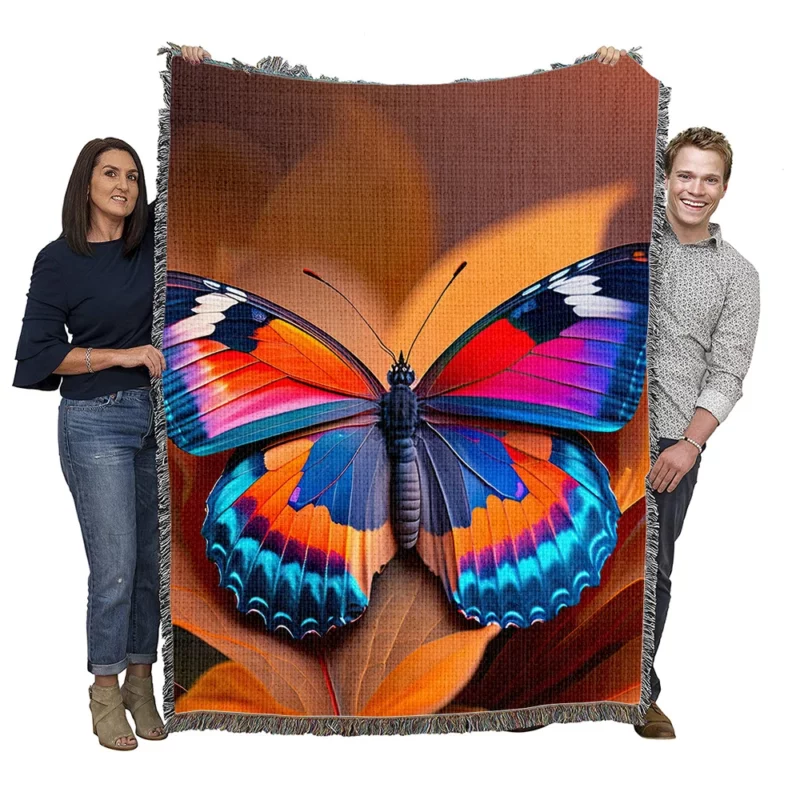 Bright Fiery Butterfly Woven Blanket