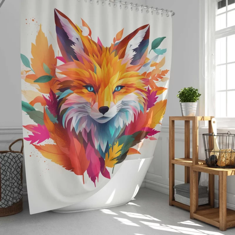 Bright Fox AI Artwork Shower Curtain