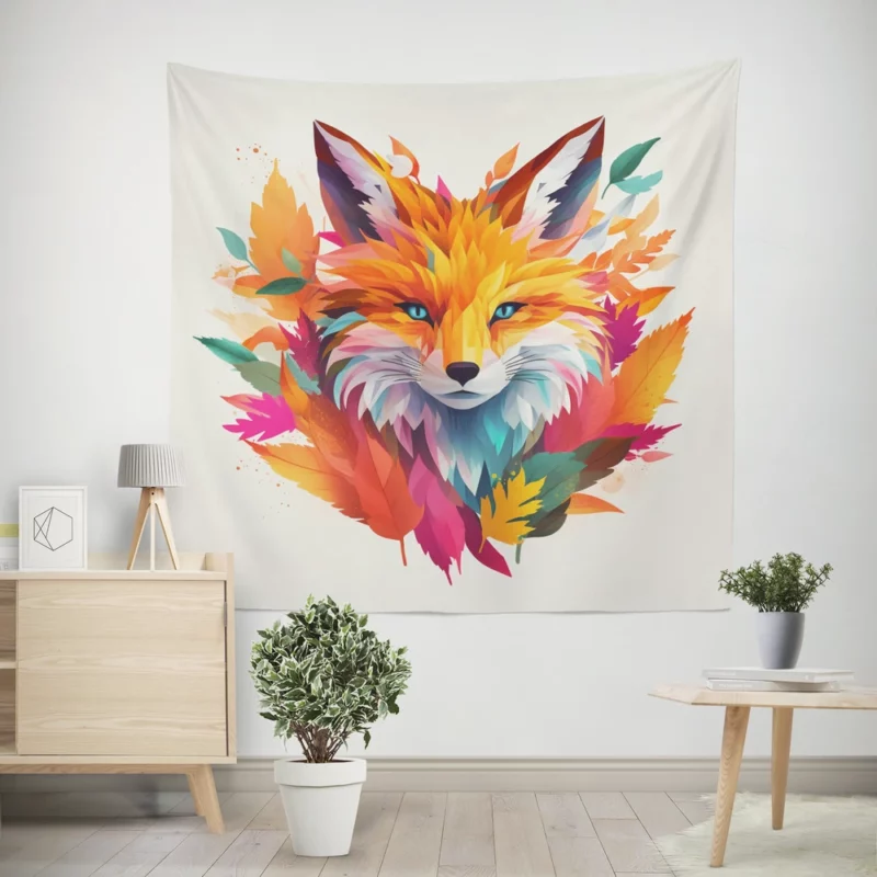 Bright Fox AI Artwork Wall Tapestry
