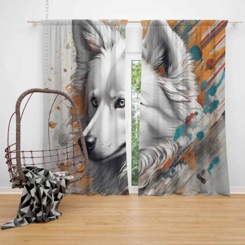 Bright-eyed Eskimo Beauty Dog Appeal Curtain