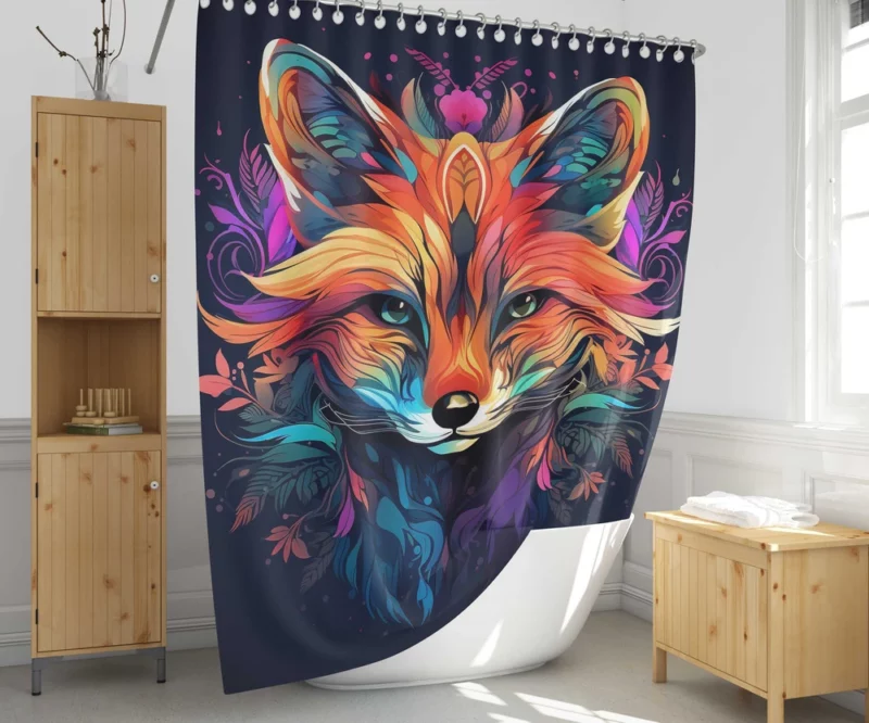 Brightly Colored Fox Design Shower Curtain 1