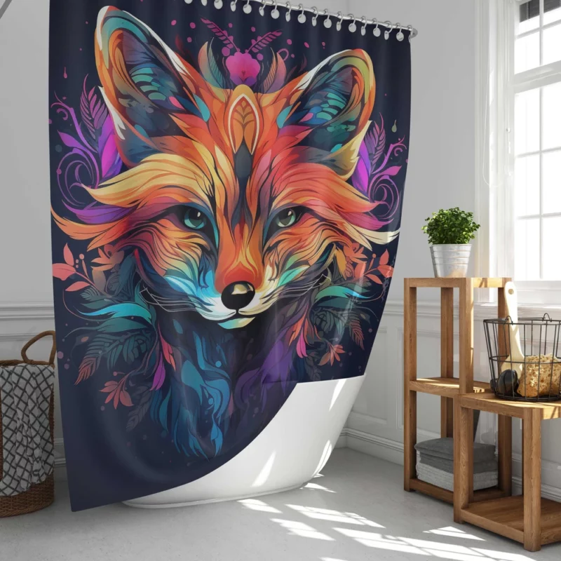 Brightly Colored Fox Design Shower Curtain