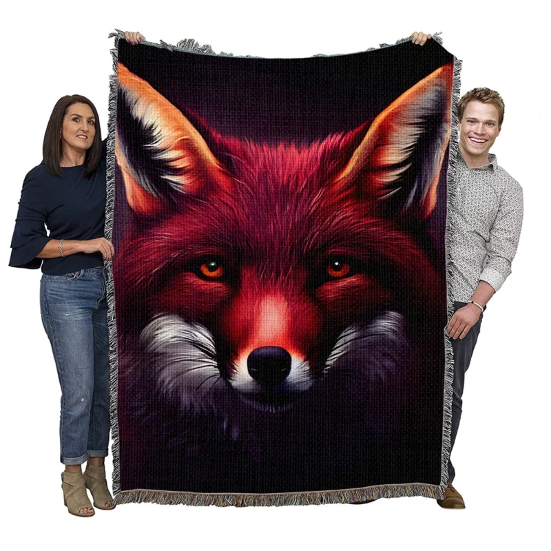 Brown Fox Portrait Woven Blanket