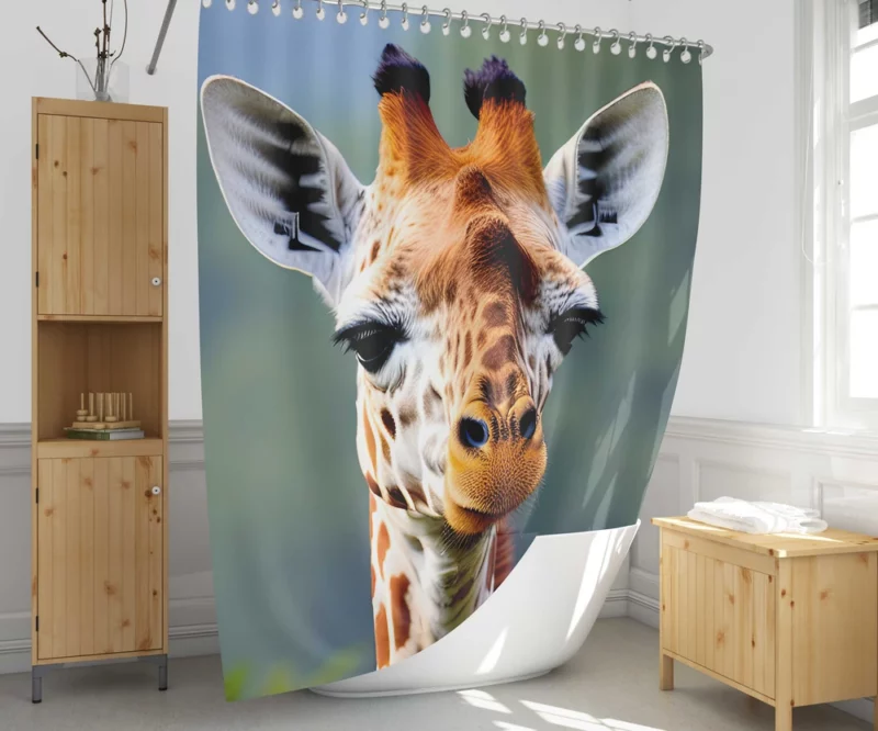 Brown and White Giraffe Shower Curtain 1