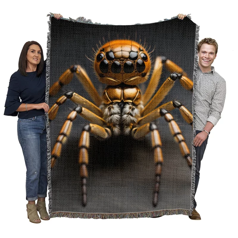 Brown and Yellow Spider Woven Blanket