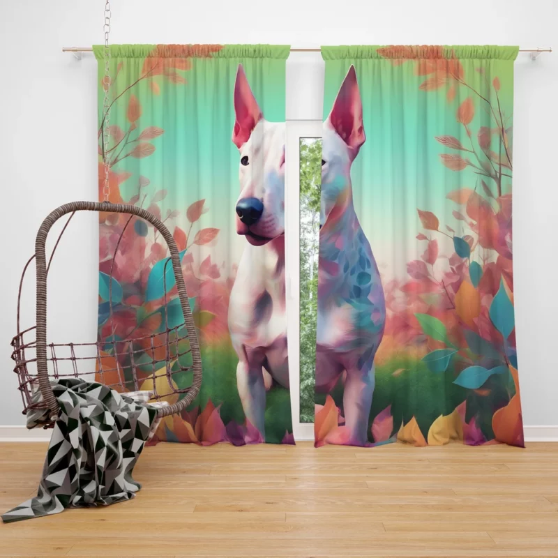 Bull Terrier Dog Energetic Companion Curtain