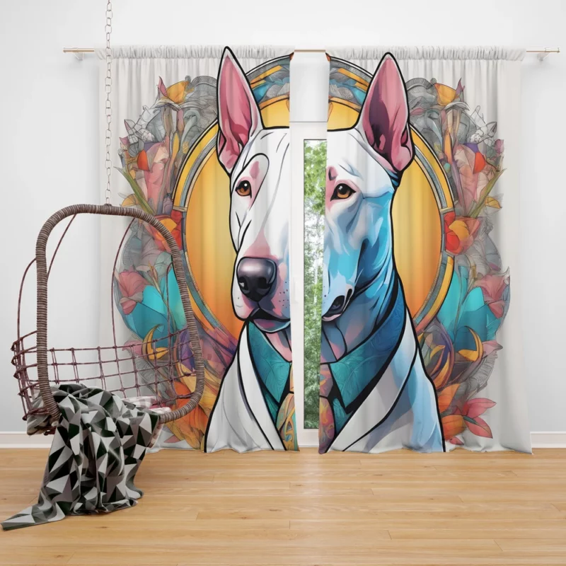 Bull Terrier Dog Sleek Athlete Curtain