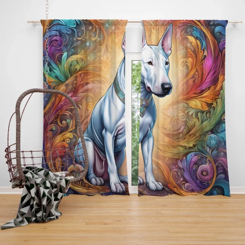 Bull Terrier Dog The Furry Philosopher Curtain