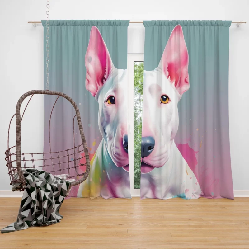 Bull Terrier Dog Trusty Guardian Curtain