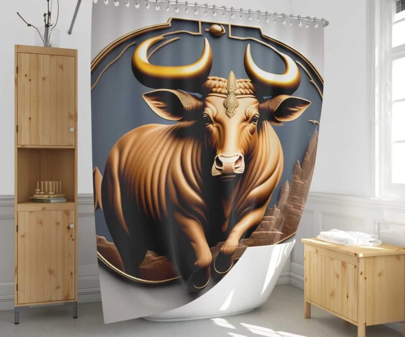 Bull With Gold Crown Shower Curtain 1