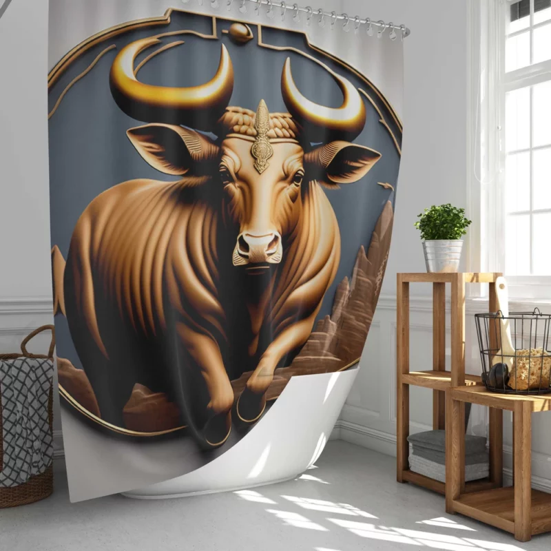 Bull With Gold Crown Shower Curtain