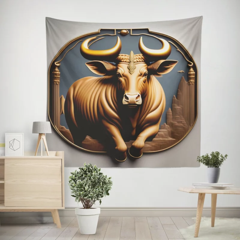 Bull With Gold Crown Wall Tapestry