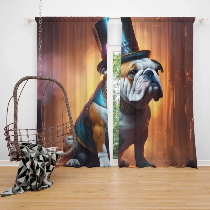 Bulldog Dog Elegance in Action Curtain