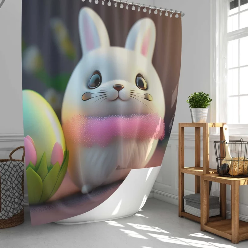 Bunny Sitting on Easter Egg Shower Curtain