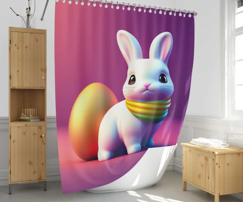 Bunny Wearing Easter Scarf Shower Curtain 1